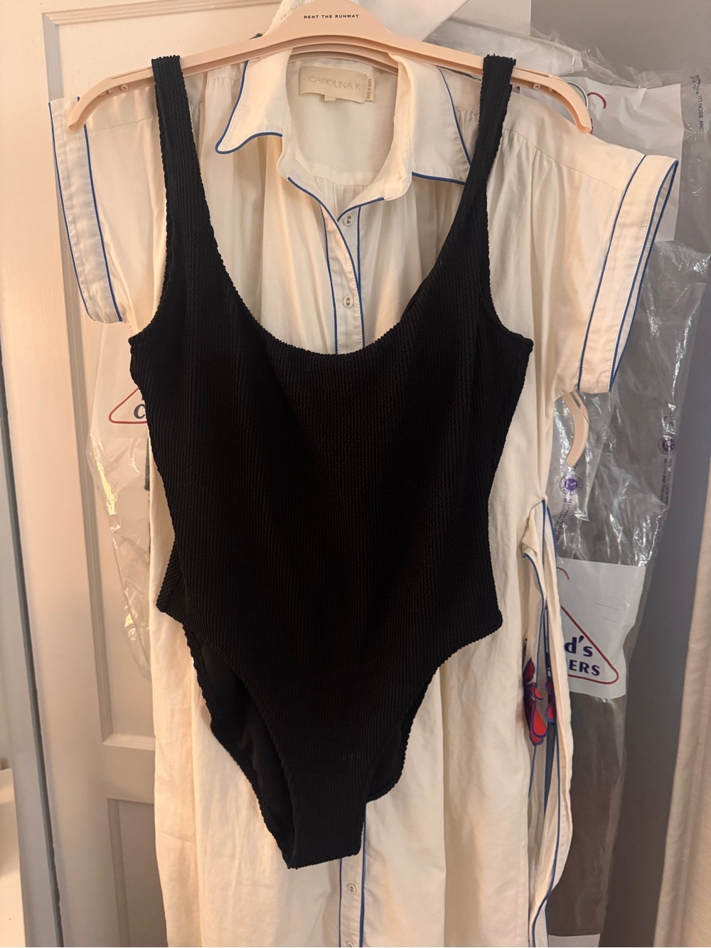 J. Crew Black Ribbed One-Piece Swimsuit